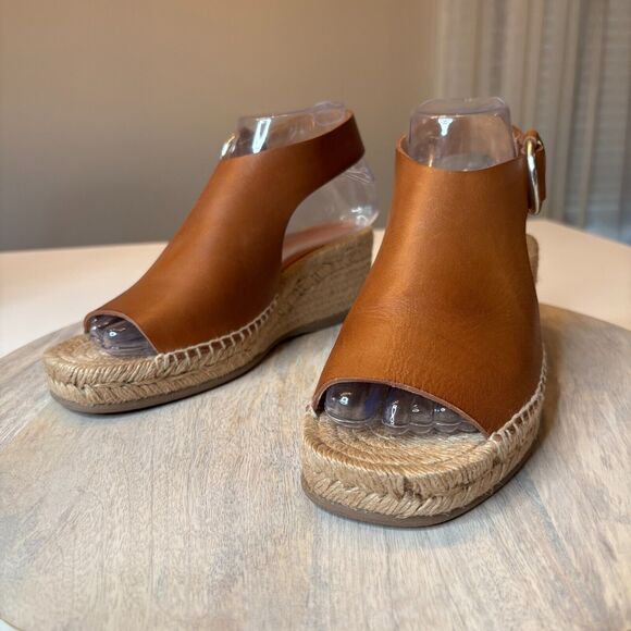 Rag & Bone Women's Espadrille Brown Leather Wedge Sandals US Size 7.5 EU 37.5 - Picture 2 of 12